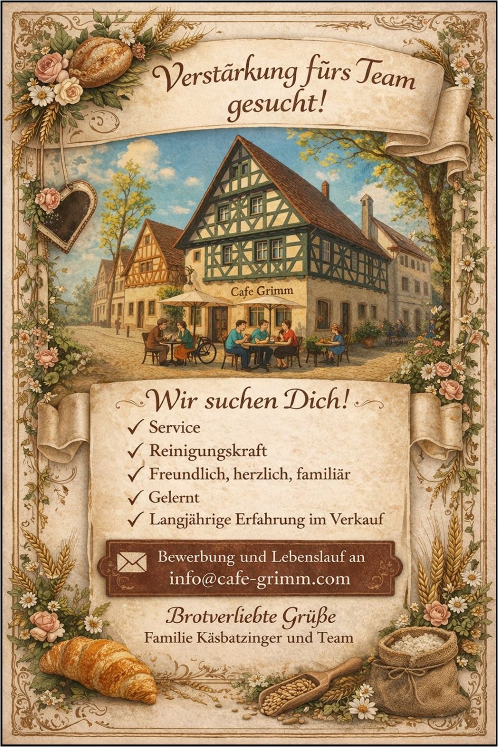 Mitarbeitersuche Café Grimm kl Weihnachtsöffnungszeiten